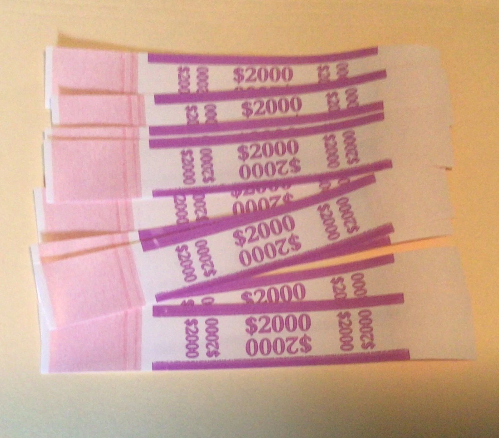 50 – $2,000 Self-Adhesive Currency Straps / Bands Color Coded Money Paper