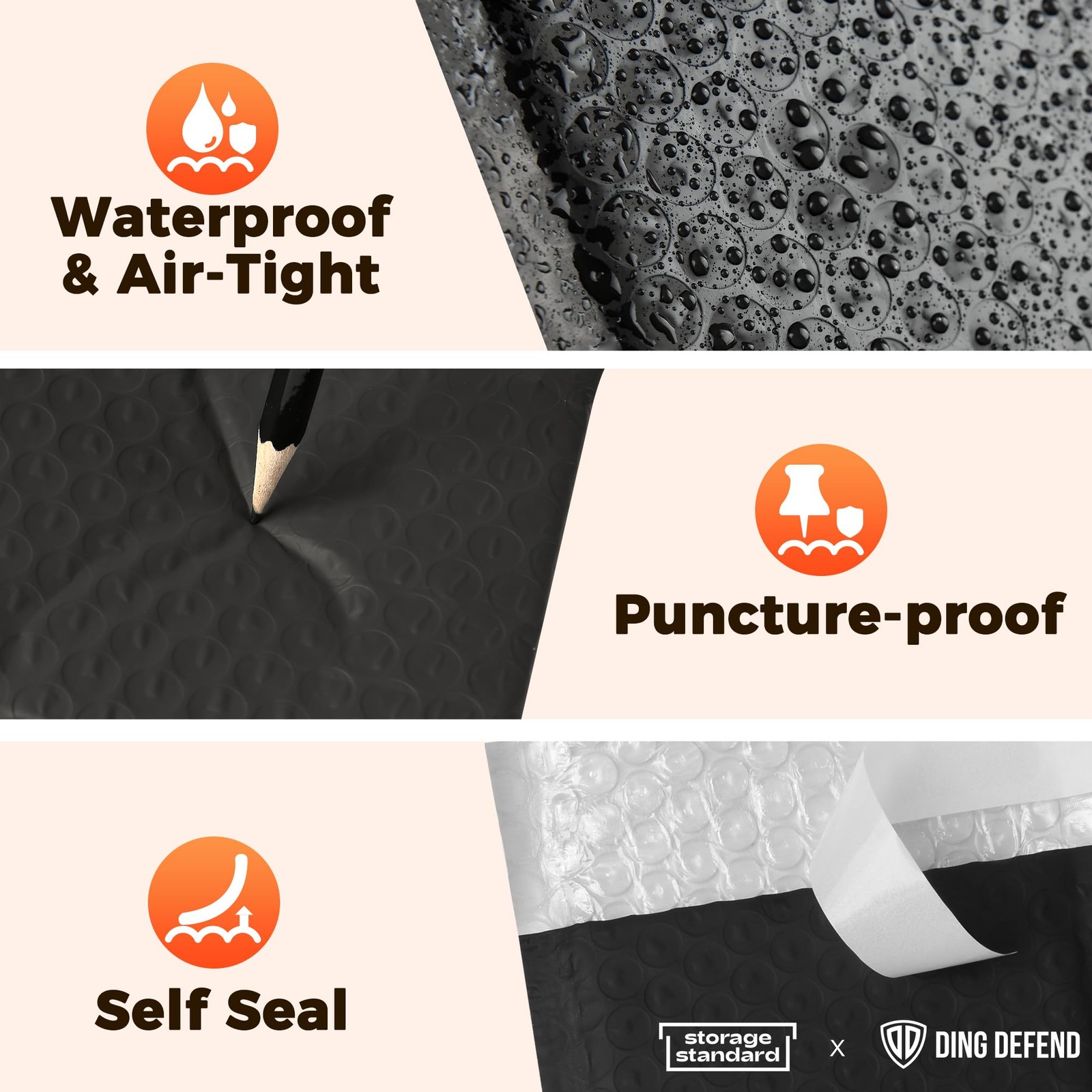 510-Pack Bubble Mailer 4” x 8” – Self-Sealing 4×8 inches, Black – 510 Pack