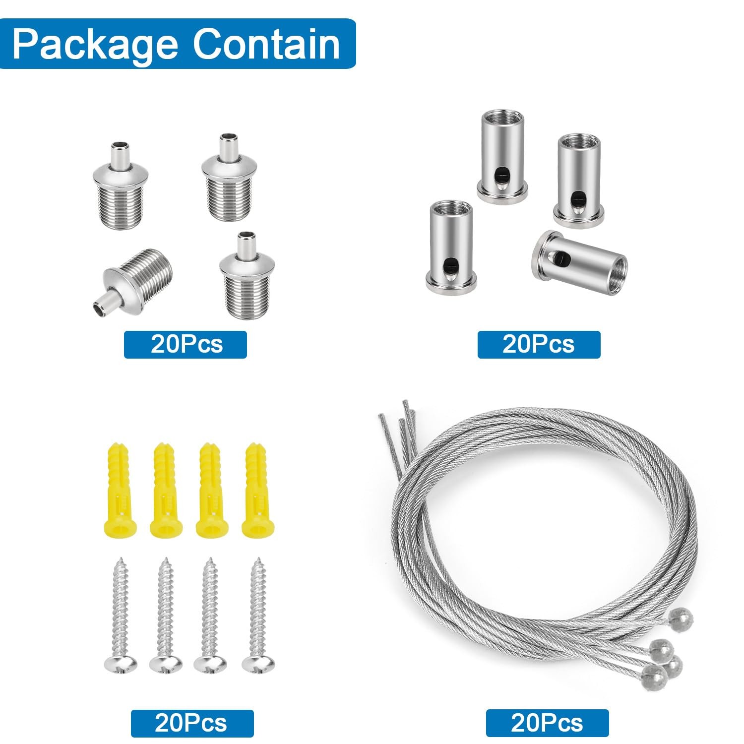 Best 20 Sets Hanging Wire Cable Kit for Hexagon Garage Light 3.28ft Honeycomb