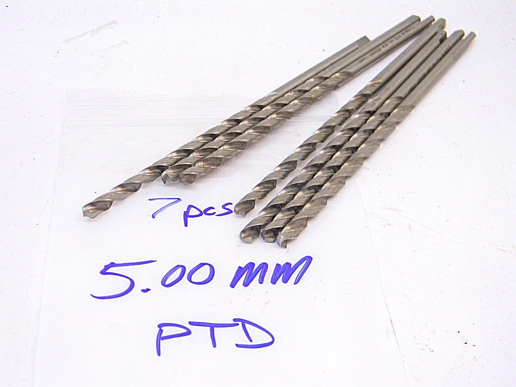 USED 7PCS. PRECISION TWIST DRILL STRAIGHT SHANK HSS TWIST DRILL 5MM (.1969″)