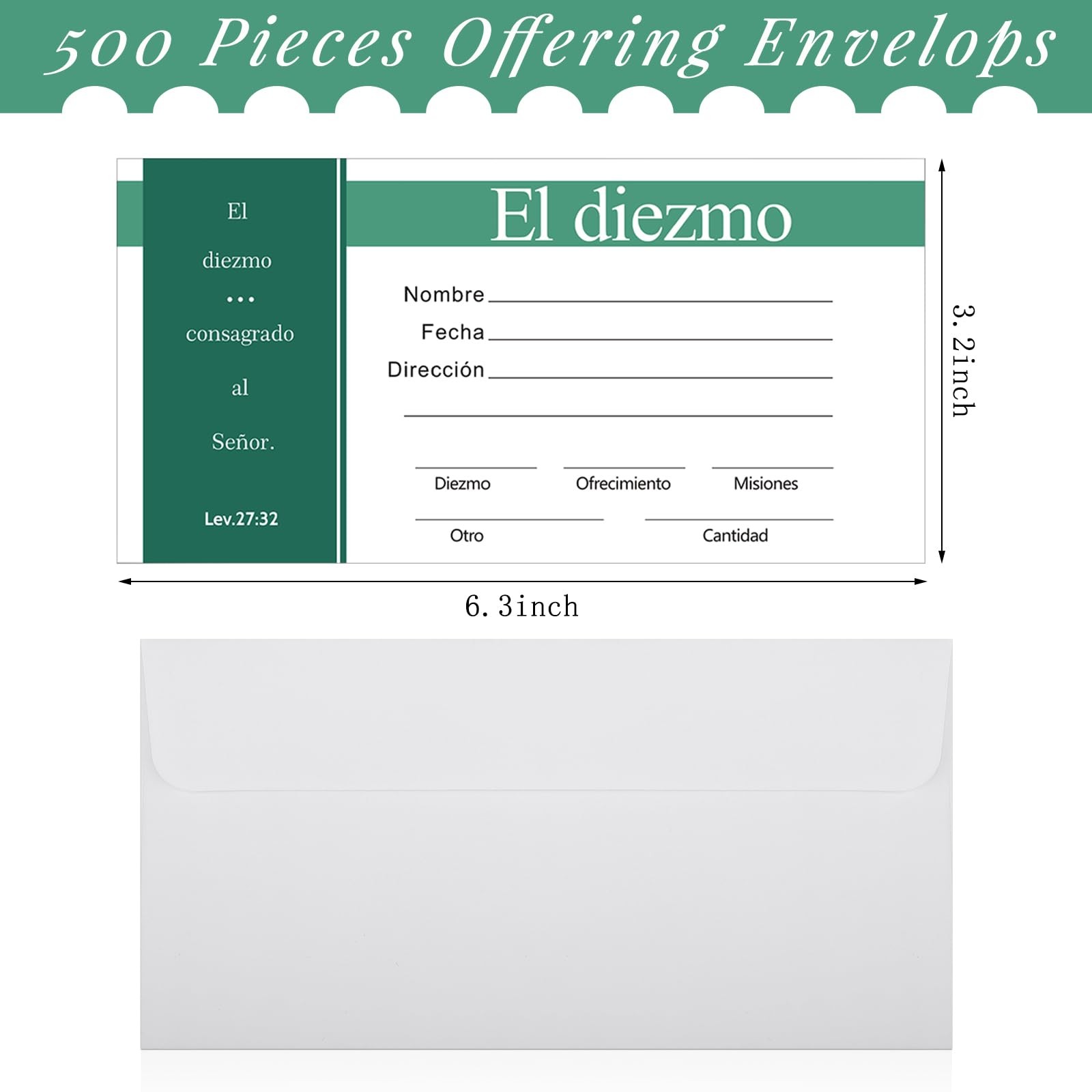 500 Count Spanish Offering Envelopes Tithe Donation Church Supplies Stylish