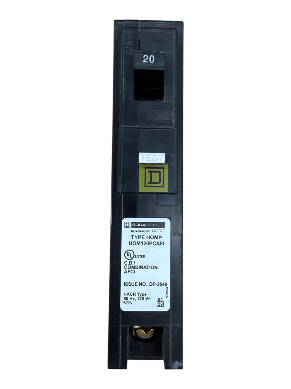 SQUARE D HOMELINE HOM120PCAFI HOM120PCAFIC 20A AFCI PLUG ON NEUTRAL