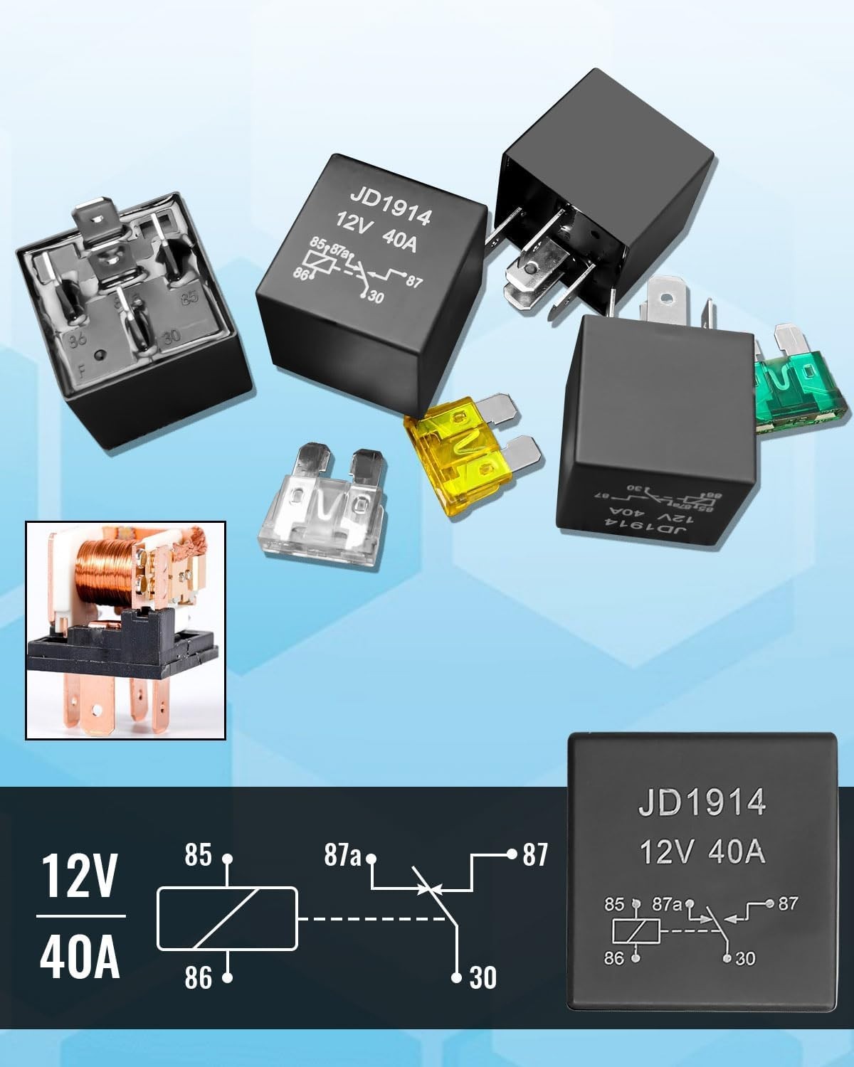 Pre-Wired 12V Relay Fuse Block with 8 Relays 12 Fuses