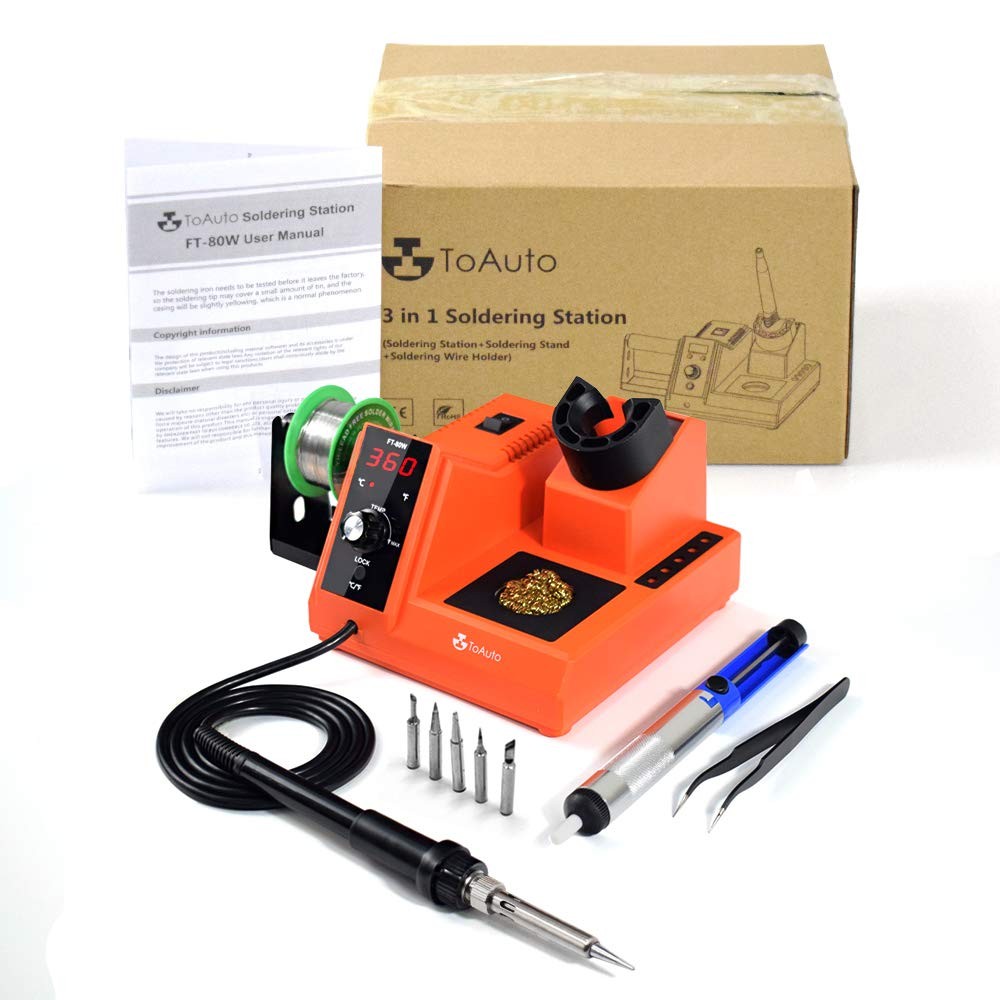 TOAUTO Soldering Station,80W Digital Solder Iron Station Kit with Orange