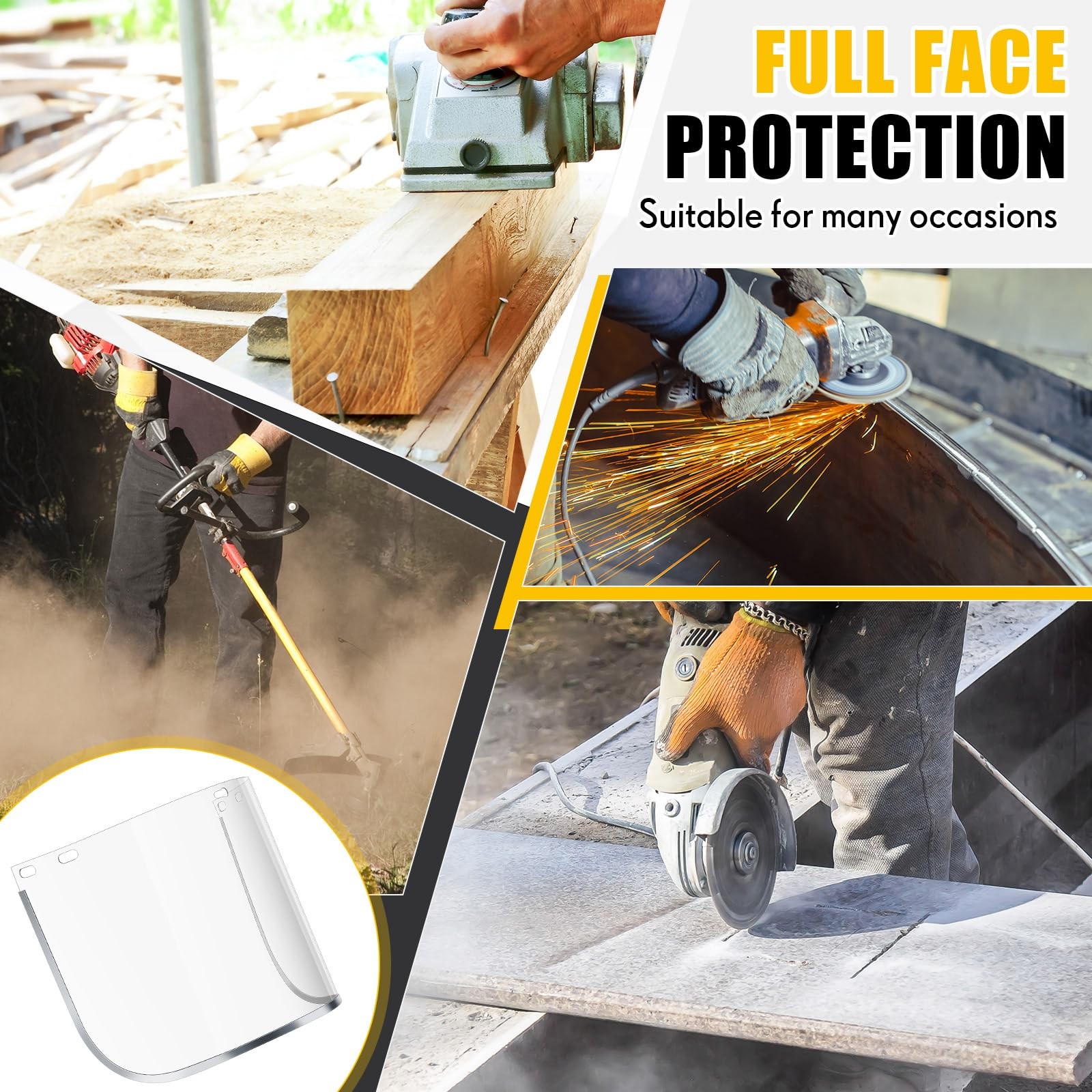 6 Pcs Clear Shield for Grinding and Cutting, 15x 8x 0.04 Inches Safety Facesh…