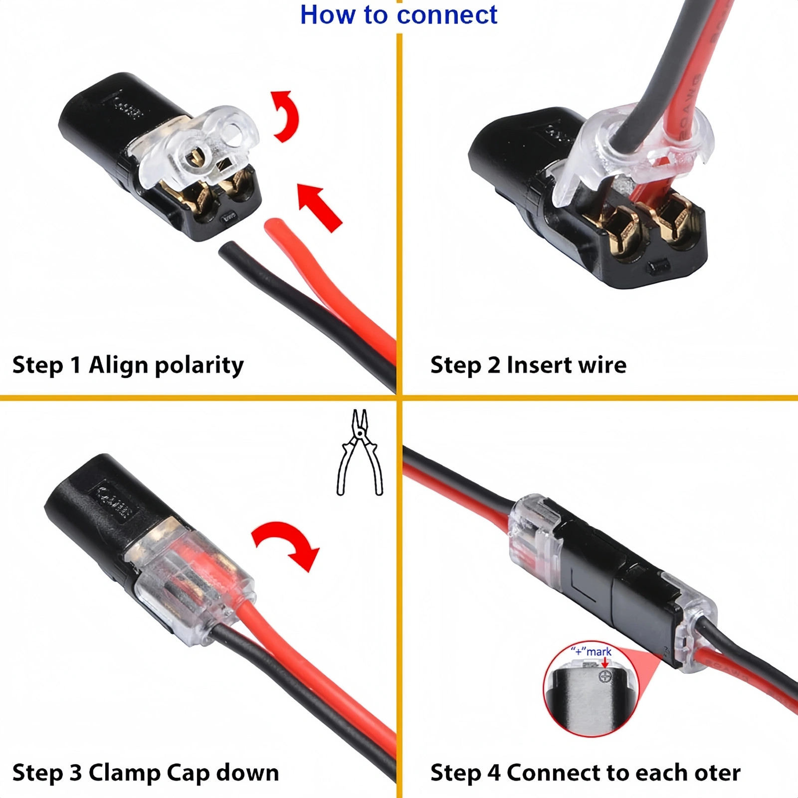 50 pcs Double-Wire Plug-in Connector Led Light Strip Fast Connectors with 2Pin