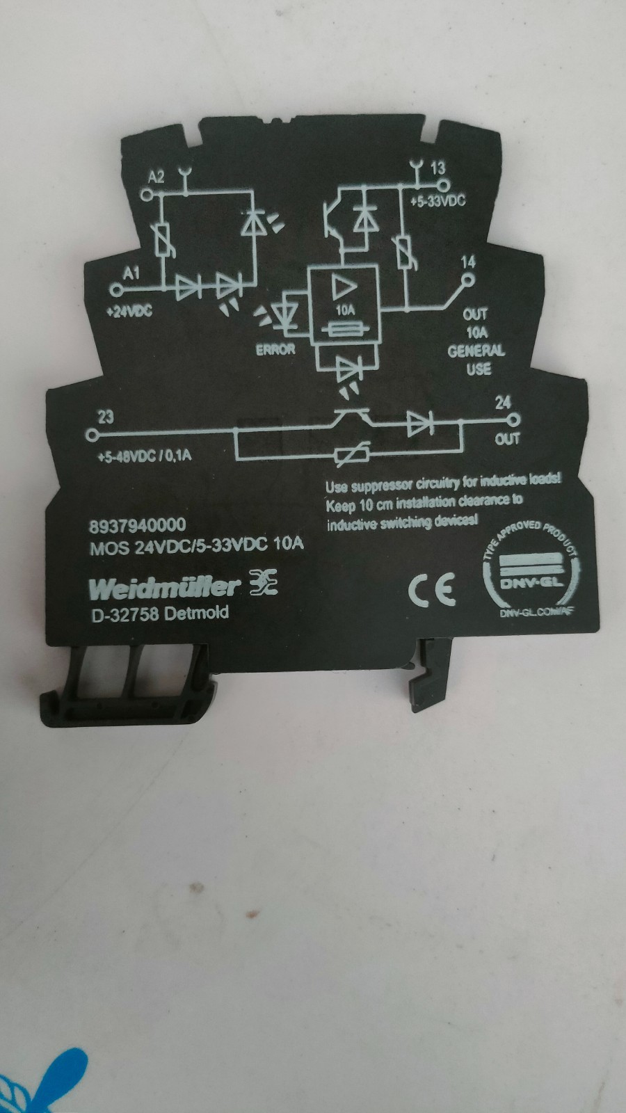 WEIDMULLER MOS 24VDC/5-33VDC 10A SOLID-STATE RELAY 8937940000 LOT OF 3 PC