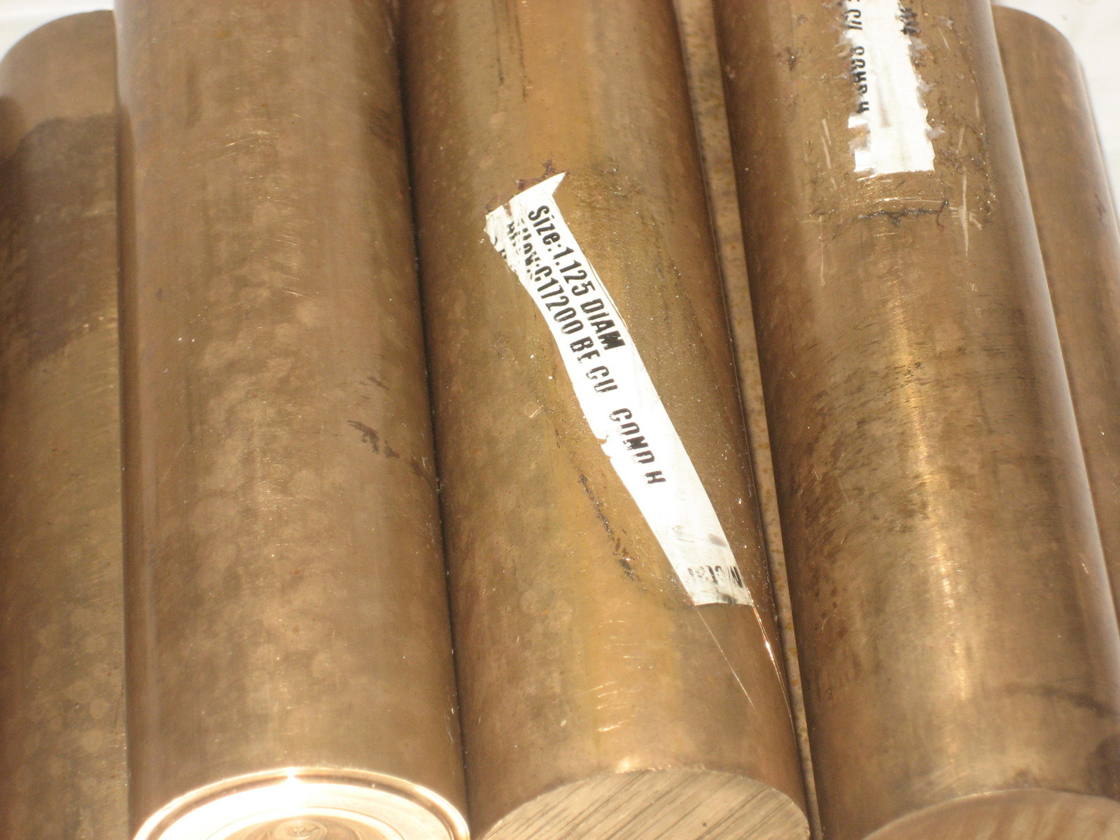 BERYLLIUM COPPER BAR ROUND ENDCUT LOT of 8 pcs. approx.4.500″ long Alloy25