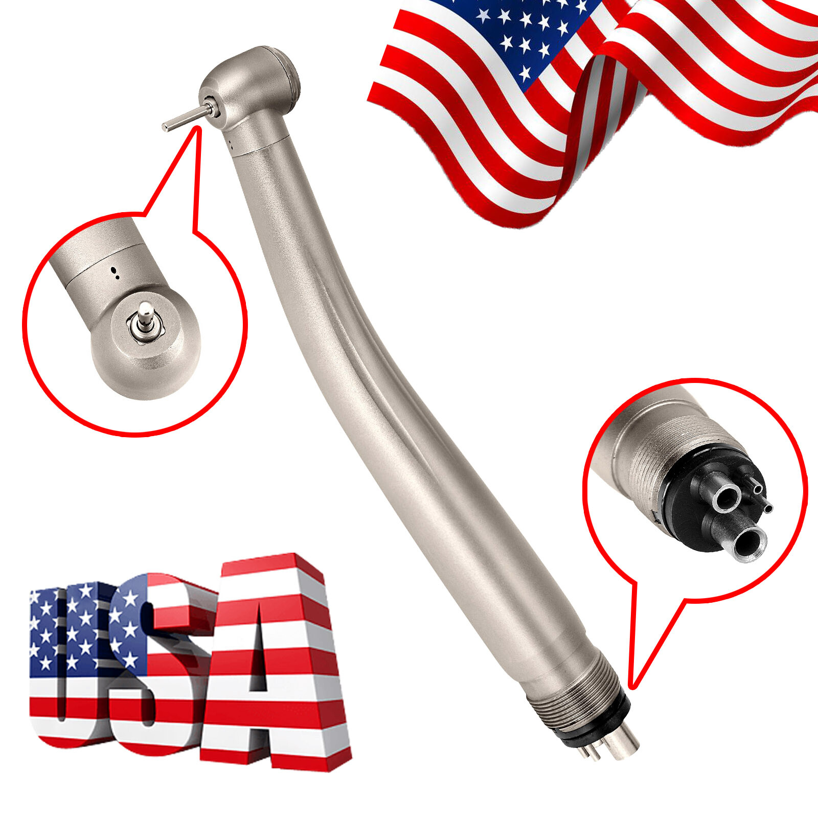 Dental High Speed Handpiece Single Way Spray Ceramic Rotor 4 Holes Push Button