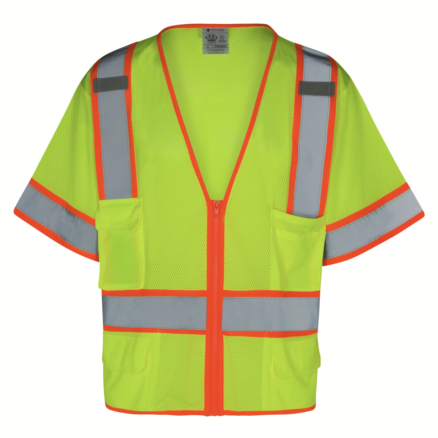 Everyday ANSI Class 3 with Contrast – 6 Pockets Short Sleeve Zipper Vest