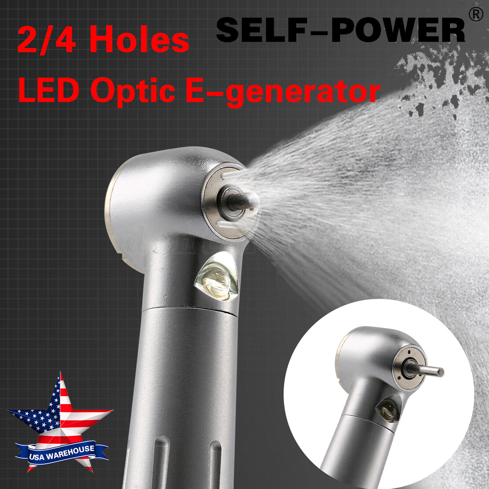 NSK Style Dental Fiber Optic LED High Speed Handpiece Turbine 2-Hole Self Power