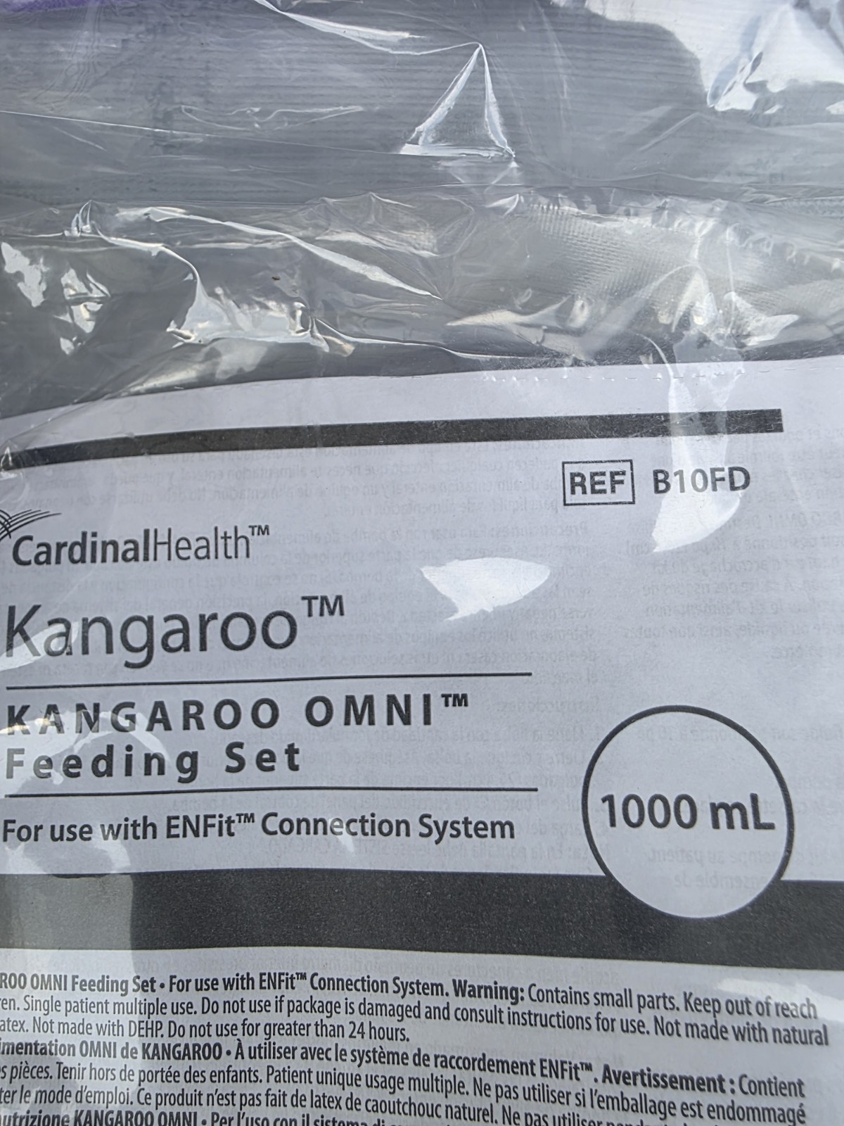 Kangaroo OMNI Feeding Set Flush Bag 1000mL Bag Set for OMNI Feeding Pump, 30 Ct