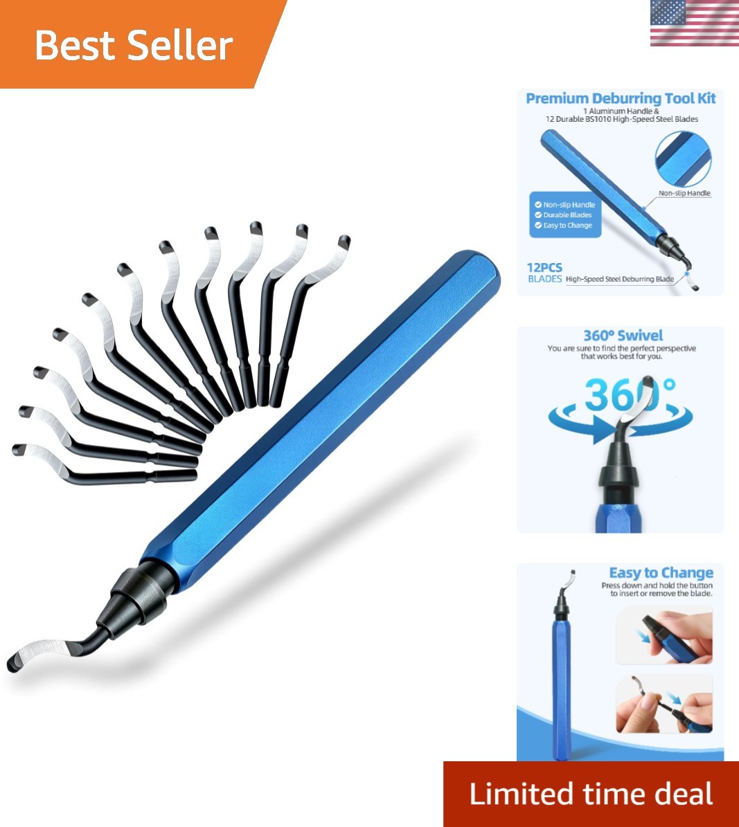 Razor-Sharp Deburring Tool with Non-Slip Aluminum Handle for Precision Trimming