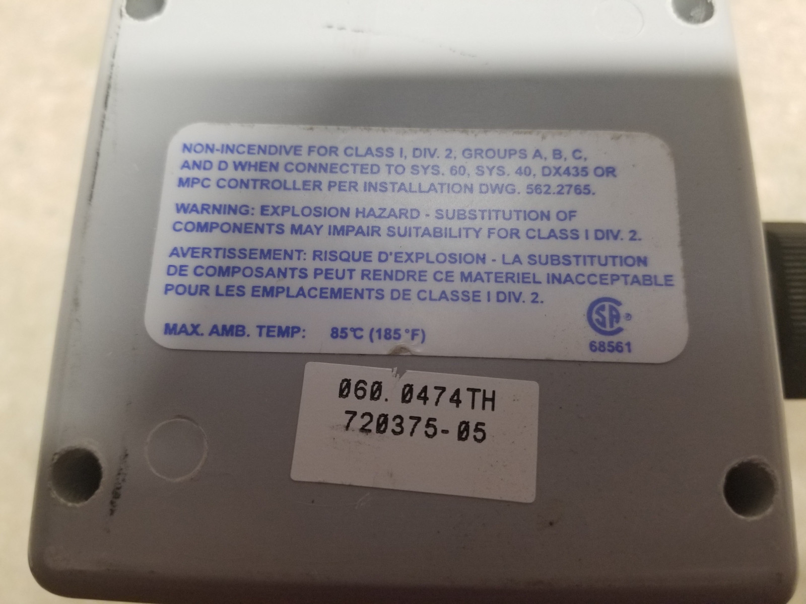 Lufkin Automation Model 101TL-7 10VDC MAX. AMB. TEMP. : 85C (185F)