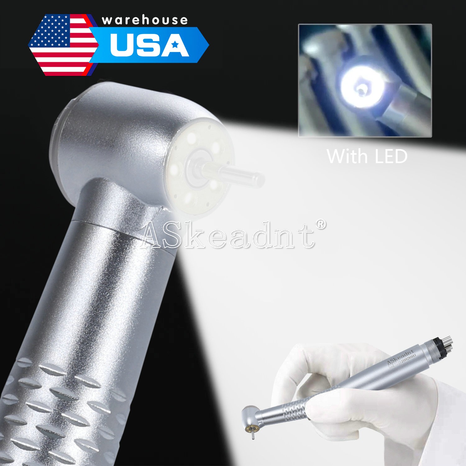 1-10*Dental 5 Led High Speed Handpiece Shadowless E-generator 5LED Hand piece 4H