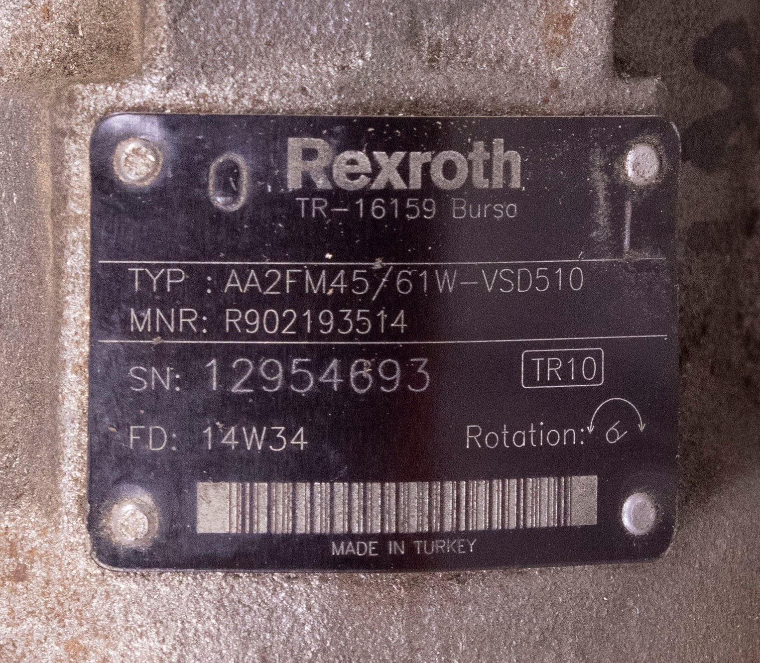 Rexroth R902193514 AA2FM45/61W-VSD510 Hydraulic Motor