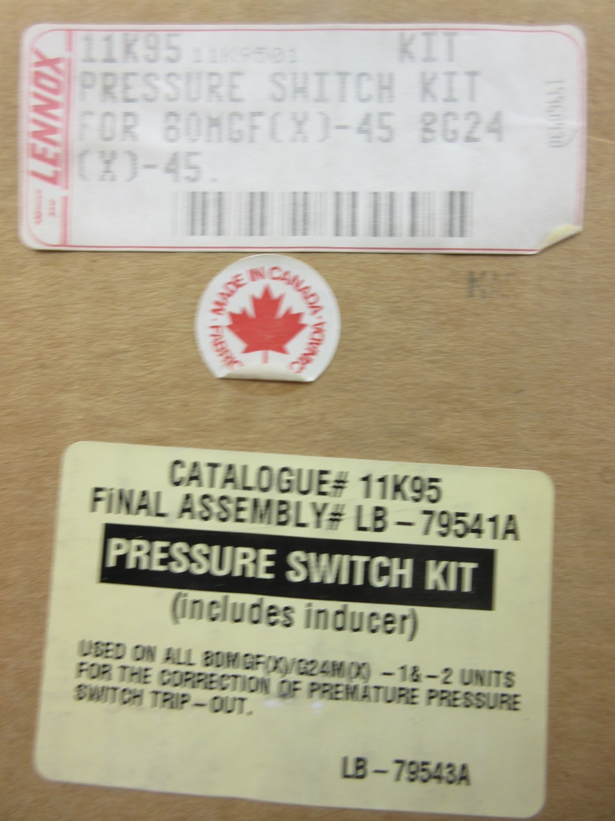 LENNOX 11K95 88J3901 FASCO 7021-9262 INDUCER BLOWER W/ PRES. SWITCH 71J3301