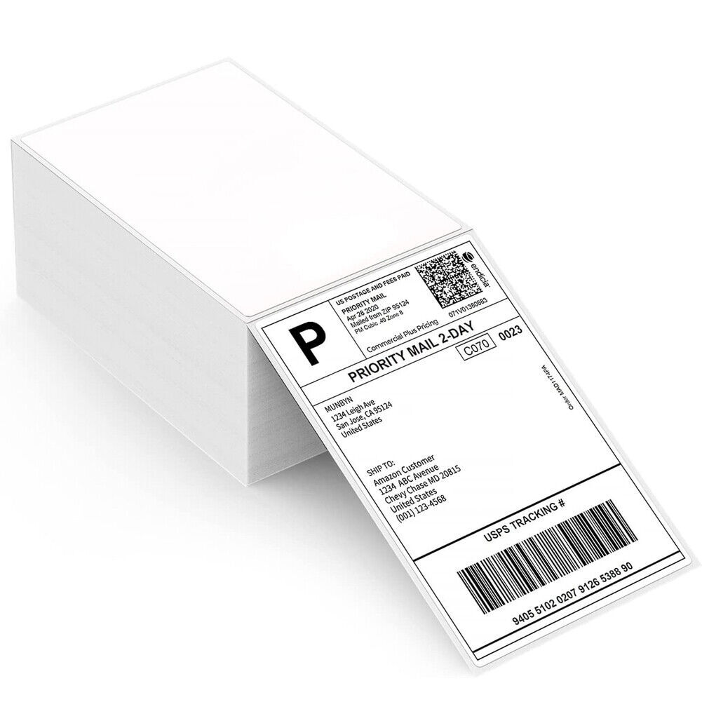 100 4″x6″ Fanfold Direct Thermal Shipping Barcode Labels for Zebra&Rollo Printer