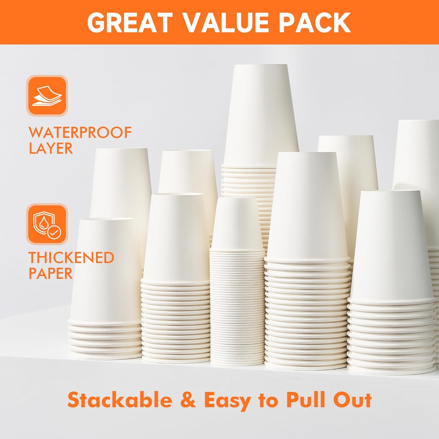 100 Pack 12 Oz Disposable Coffee Cups with Lids and Sleeves, Paper Coffee Cups f