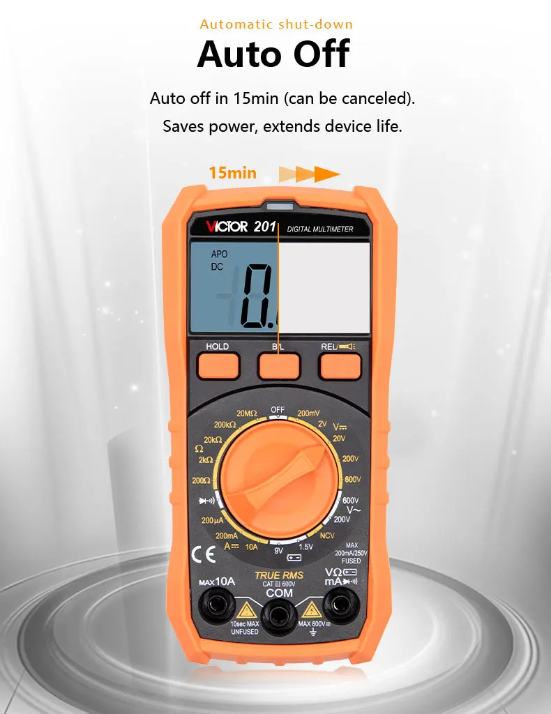Digital Multimeter Portable Compact Manual Ranging Voltage Current Resistance