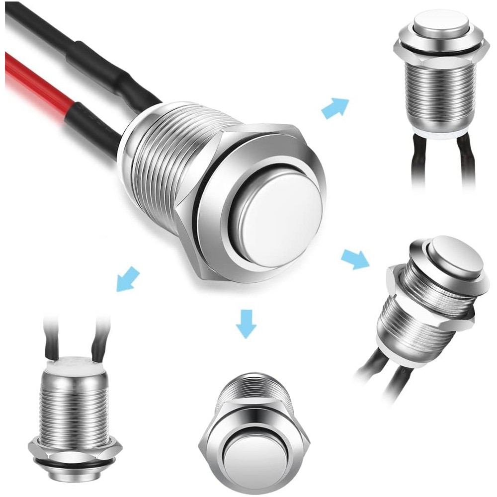 5/10Pcs 12 mm Momentary Push Button Switch Waterproof Push Button Switch Round