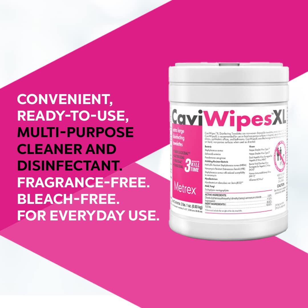 CaviWipes XL Surface Disinfectant Towelettes 160 Canister- Case of 12, 13-1150