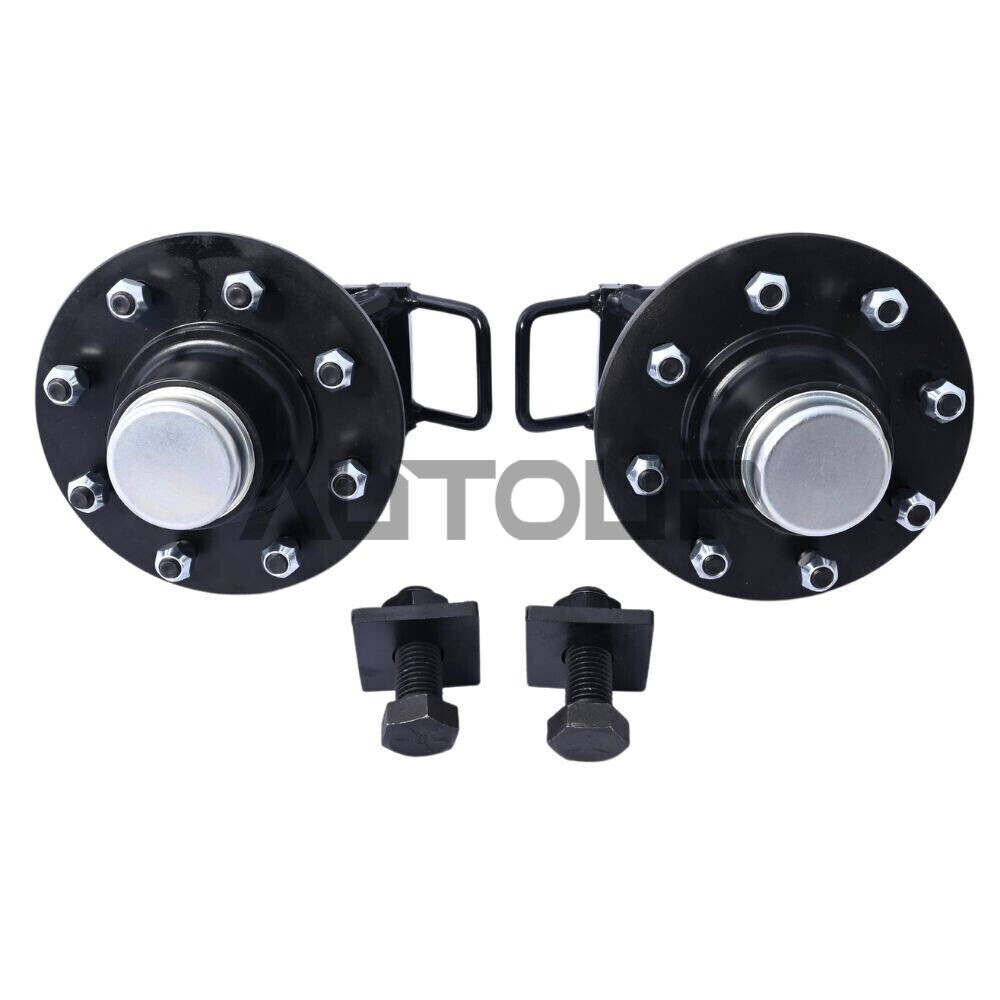 Pair 8 x 6.5 Lug 9000LB Shipping Container Wheels, Bolt-on Spindle Kit NEW