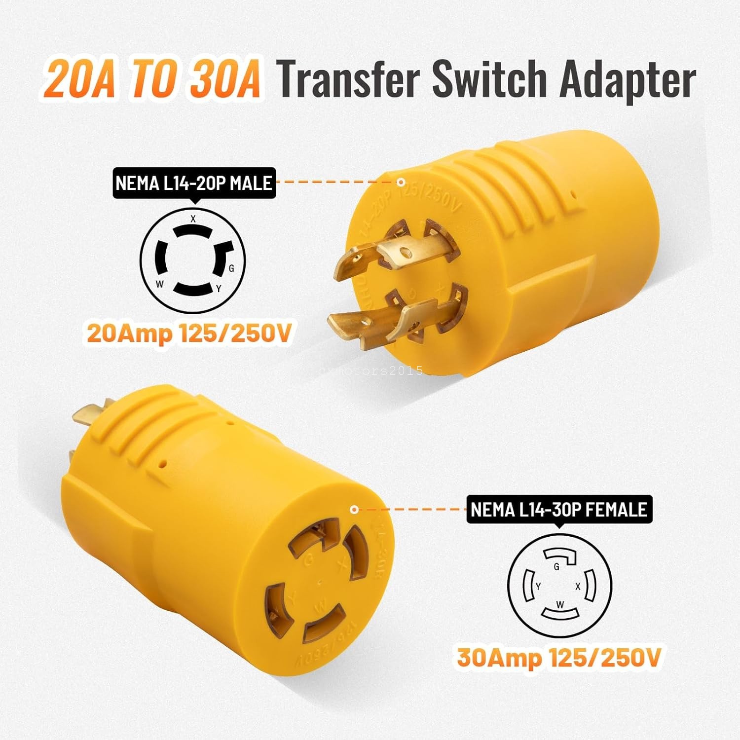 NEMA L14-20P to L14-30R Generator Adapter 20Amp to 30Amp 4 Prong Twist Lock Plug