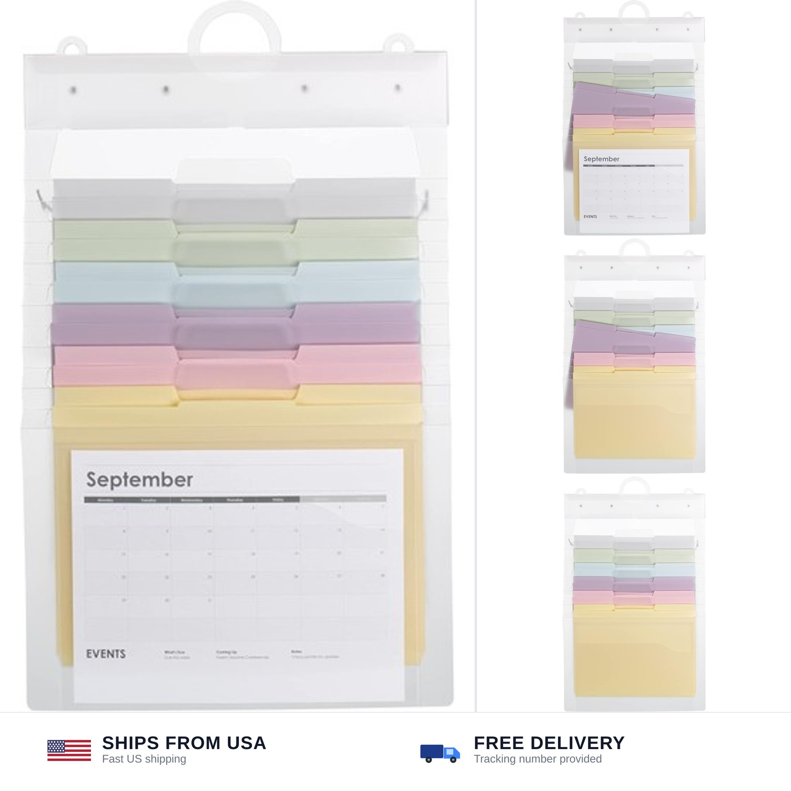 SMEAD Cascading Wall Organizer Gen 2, 6 Pockets, Letter Size, Pastel (92064)