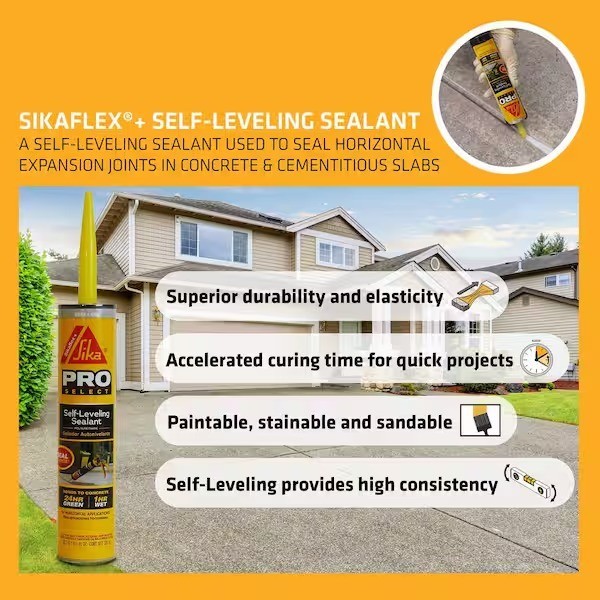 SIKA Sikaflex Self-Leveling Sealant Gray Polyurethane Fast Cure Concrete Crack