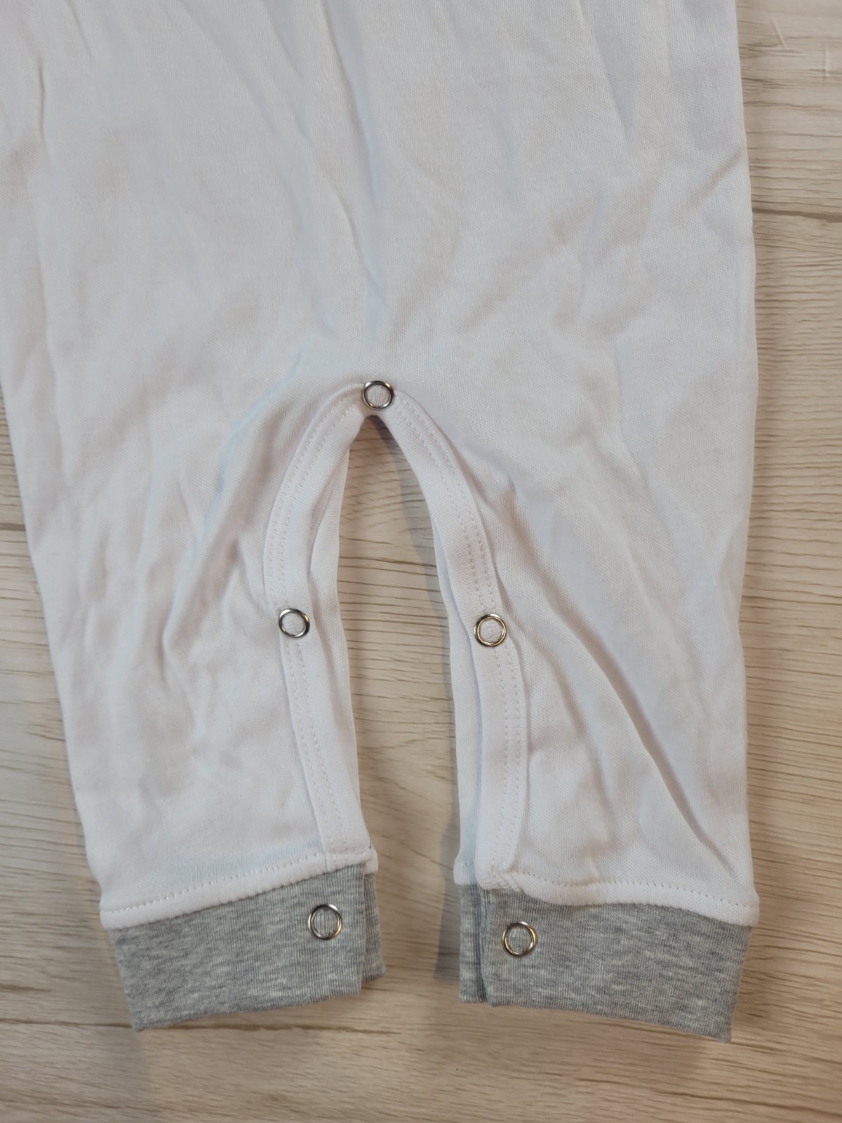 Baby One-Piece Raglan Sleep N Play blank– White/Gray Polyester Cotton 0-3 month