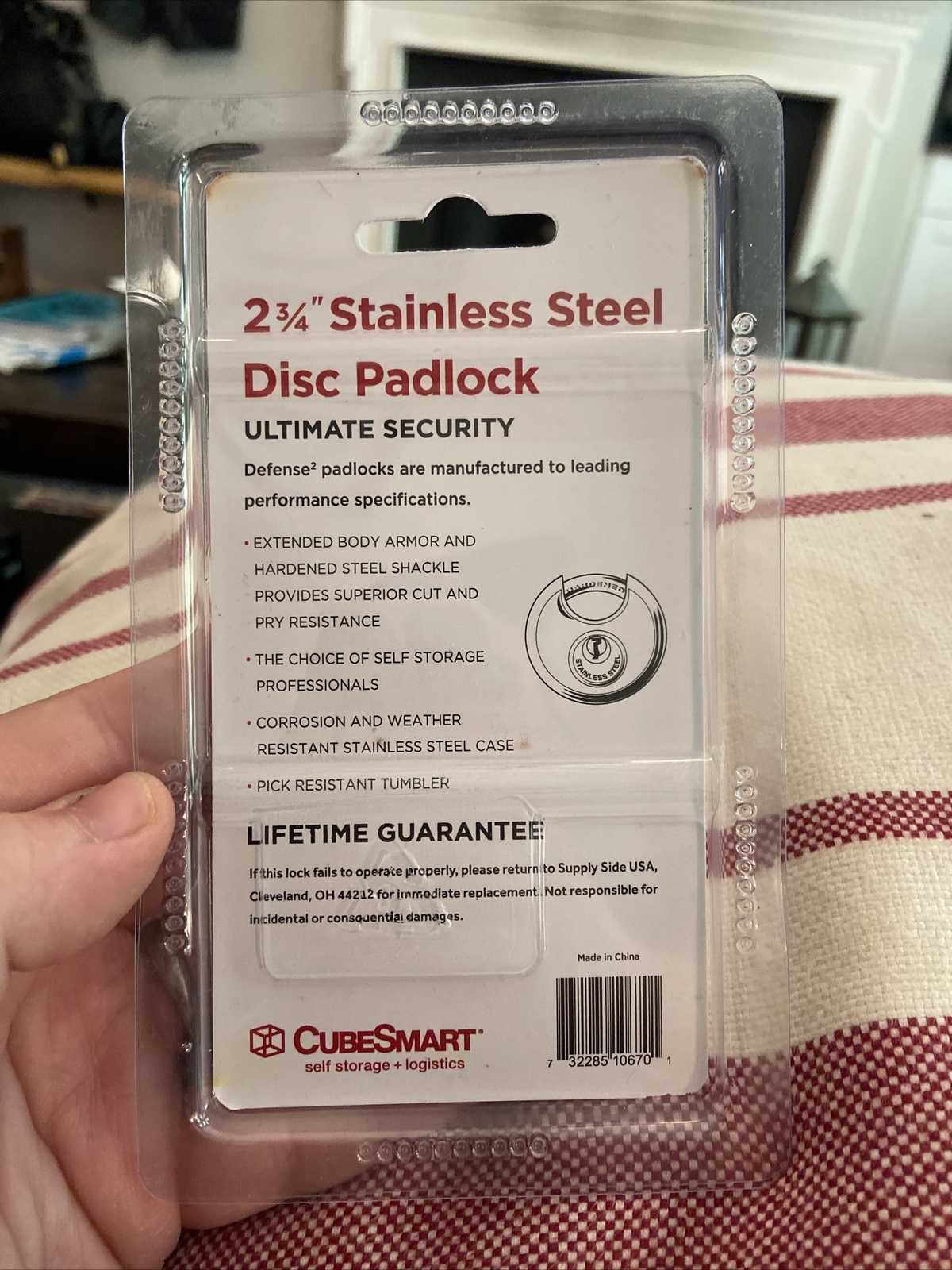 CubeSmart 2 3/4 Stainless Steel Disc Padlock CS-670 Storage Unit With Key