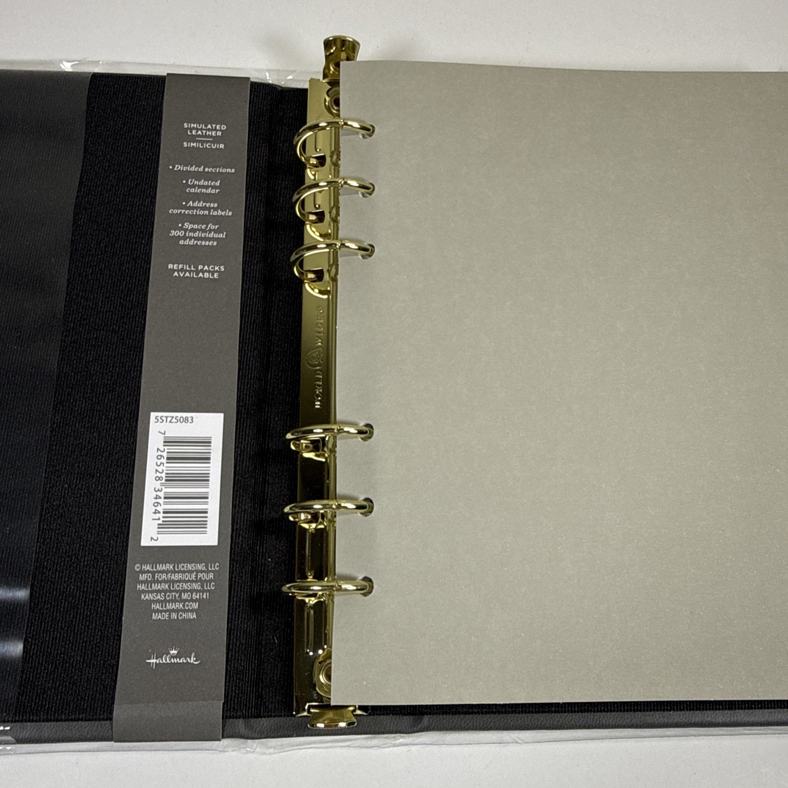 Hallmark Classic Address Book Simulated Leather Ringbound Alpha Tabs NOS