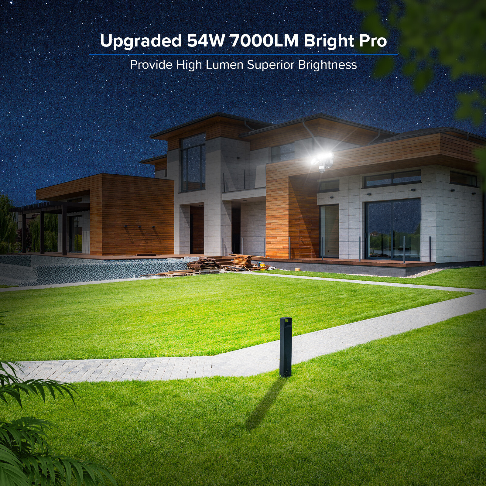 54W 7000lm Infrared Motion Sensor LED Security Light Outdoor Floodlight Safety