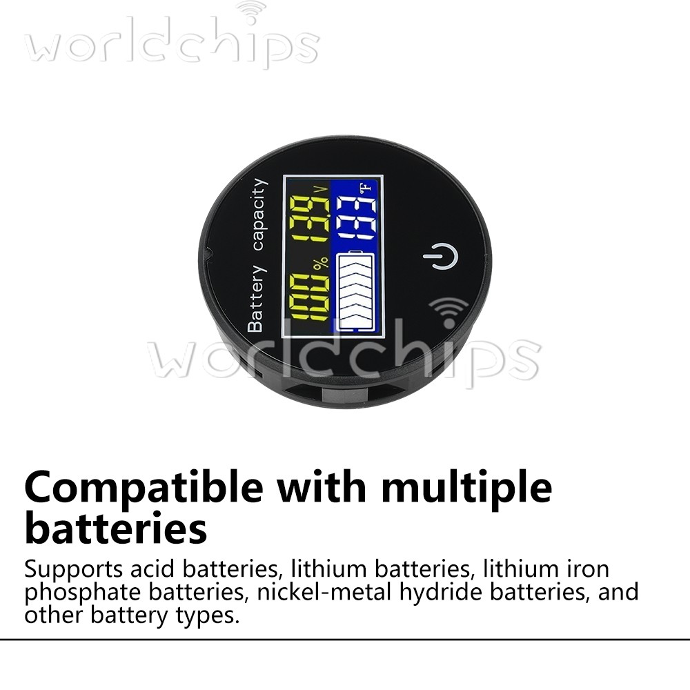 LCD Digital Battery Level Indicator Voltage Power Percentage Temperature Display