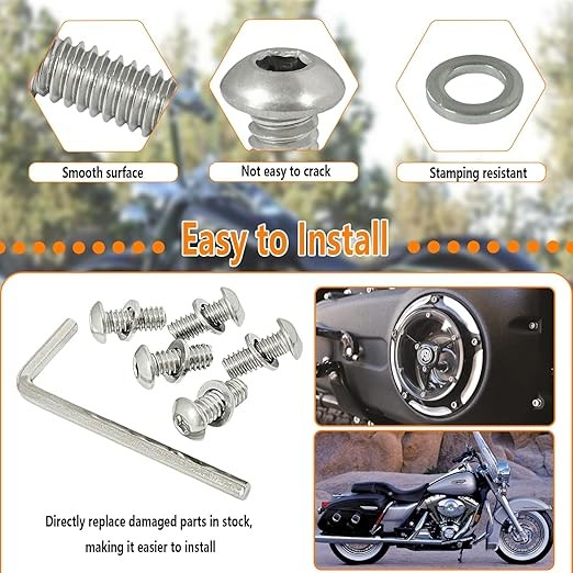Replacement Derby Cover Screw Bolt Kit Fit for Softail Dyna Touring Comes with 3