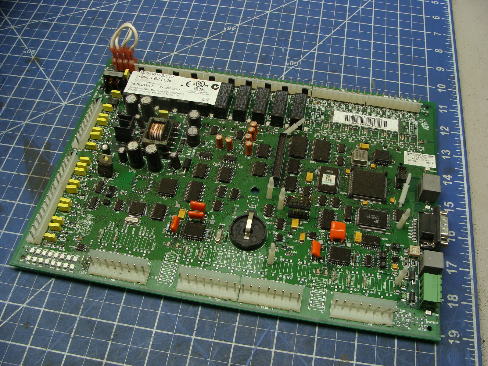 JOHNSON CONTROLS CONTROL BOARD 025-36103-012 REV 1.62 LON YK-DCU1311-0 RY10322