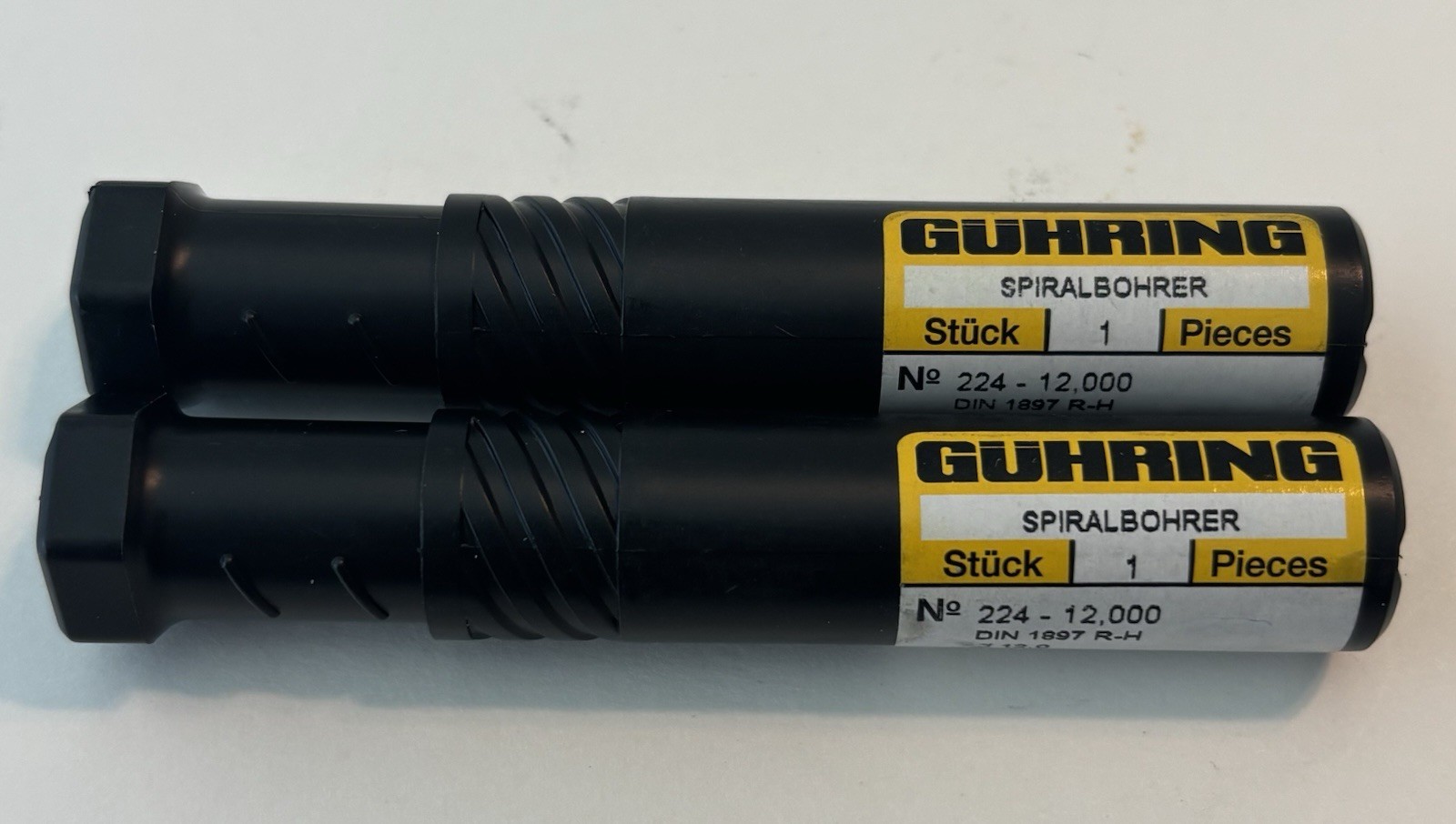 2 Guhring 12.0 MM Low Helix HSS Stub Length Uncoated 118 Point Spiral Drills New