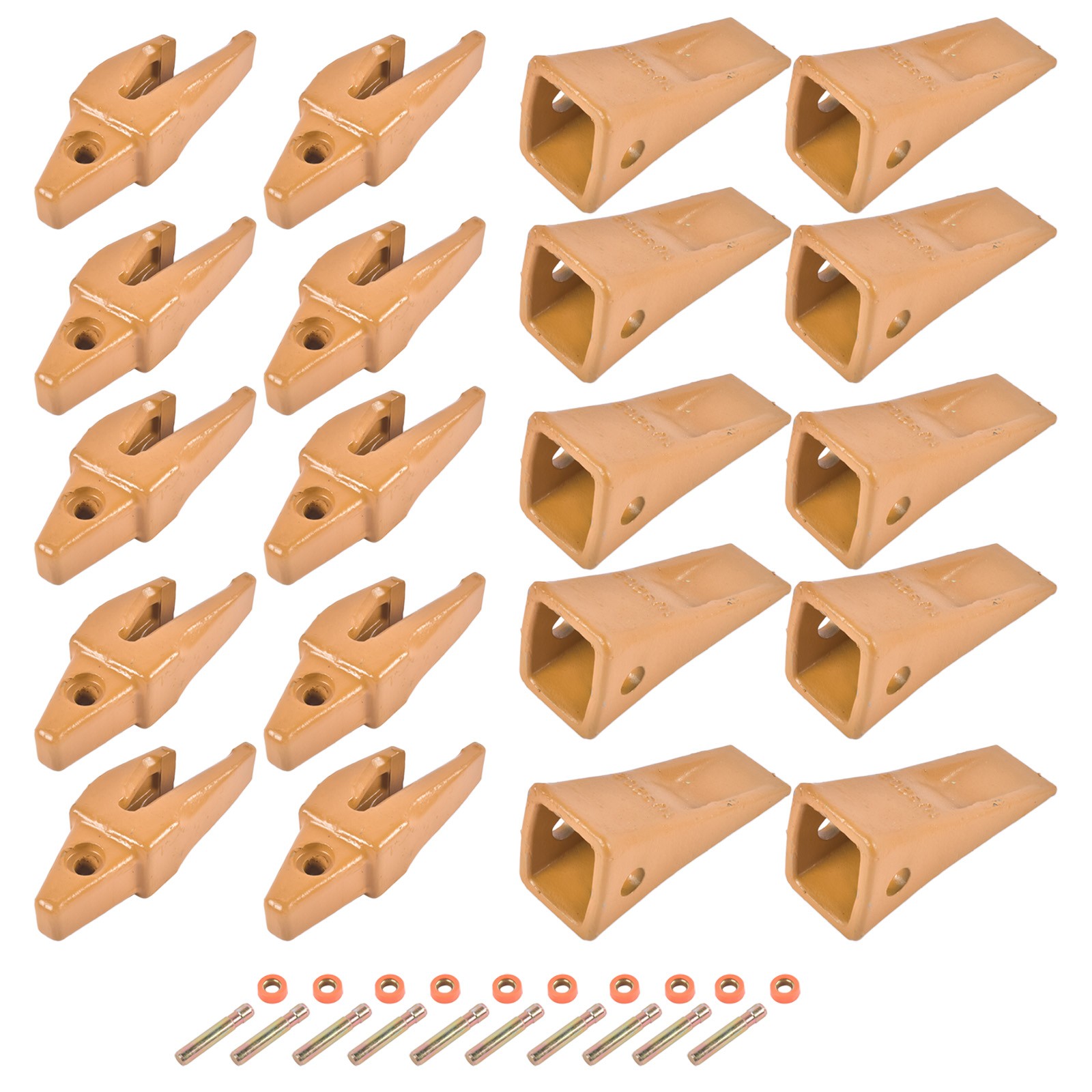 Bucket Shanks 119-3204 w/ Digging Teeth Pins Alloy Steel for J200 Series 10 Set