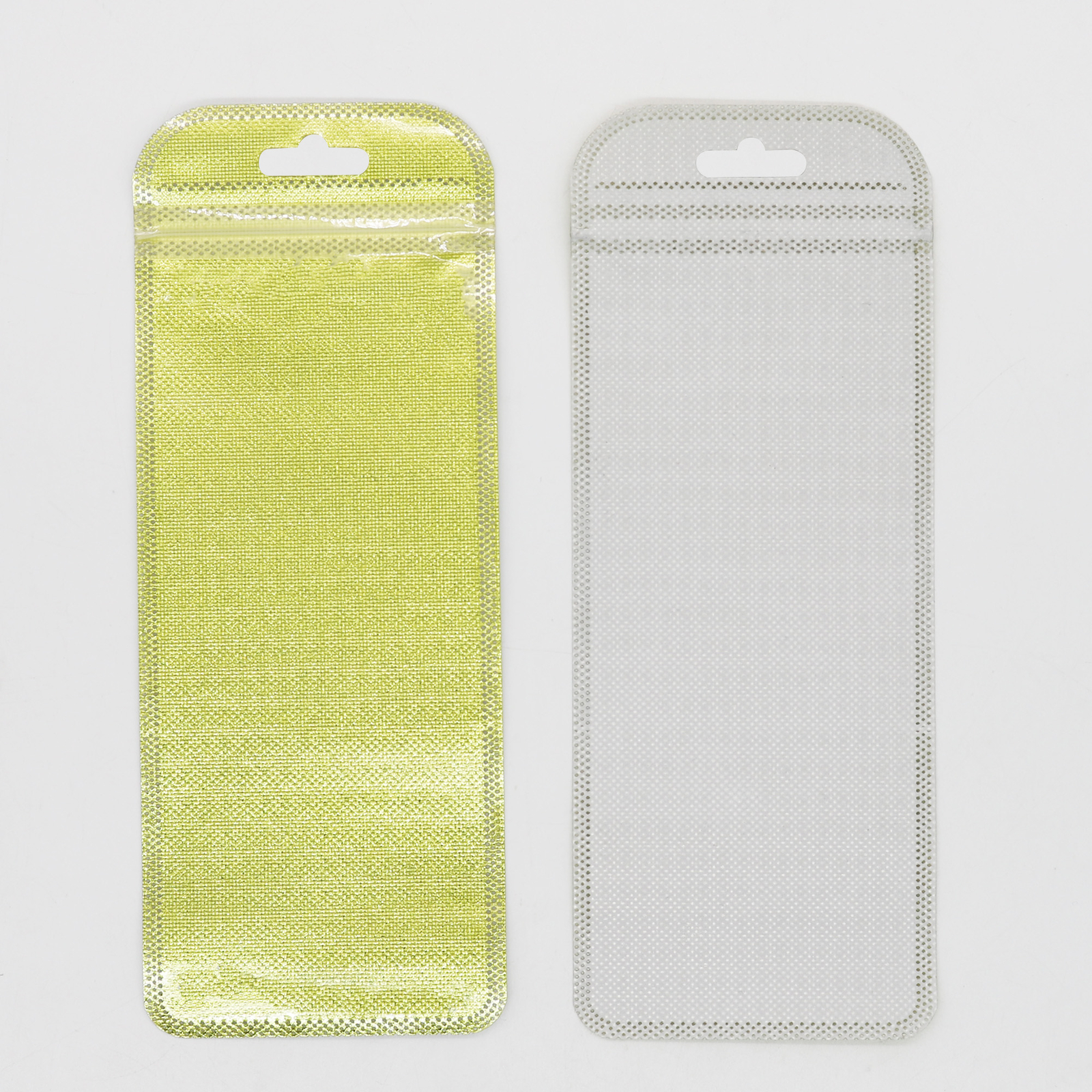 100 Clear & Non-Woven Gold Flat Resealable Hanging Bags for Small Acessories
