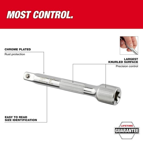 Milwaukee Tool 48-22-9341 4 Pc. 3/8 In. Drive Extension Set