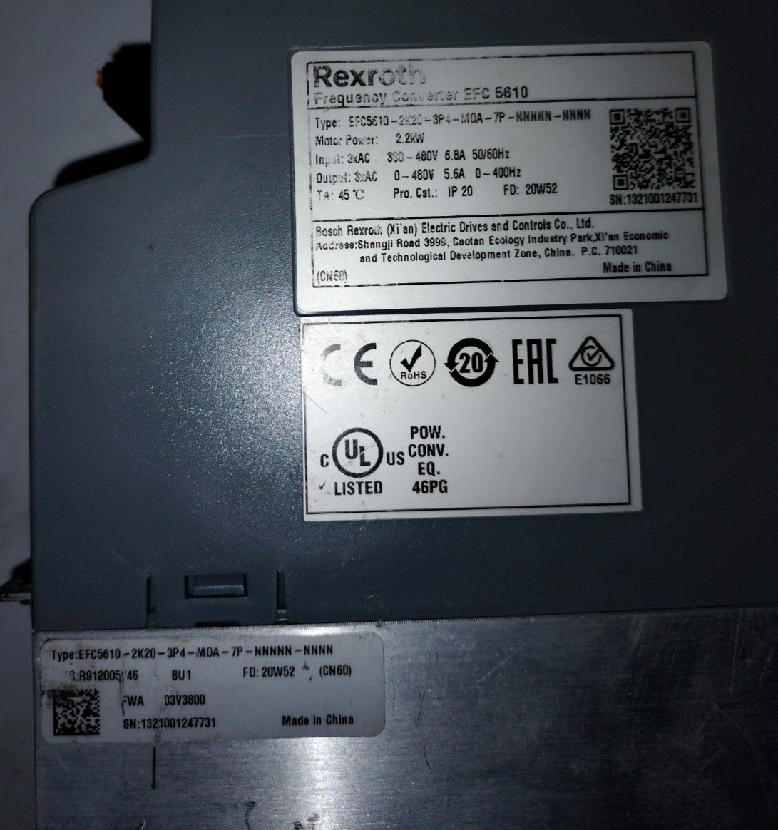 Rexroth EFC5610 EFC5610-2K20-3P4-MDA-7P-NNNNN-NNNN Frequency Converter