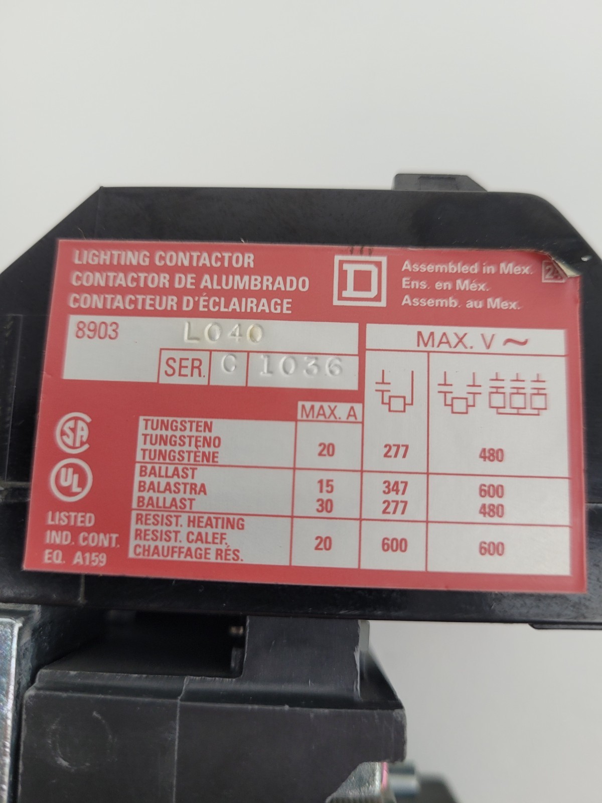 8903L040 Square D Lighting Contactor 277V 60Hz Coil – Next Day Option