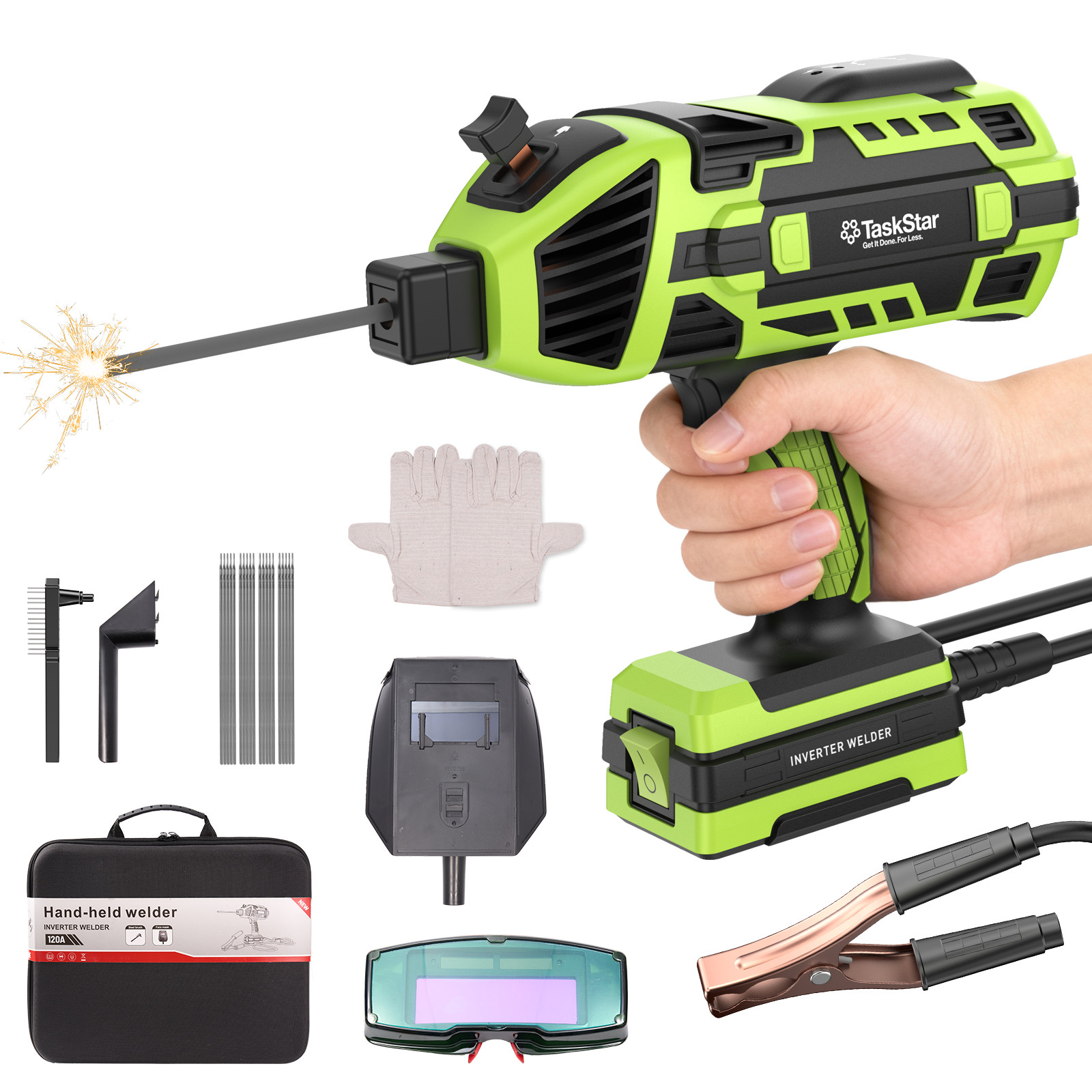 6Gears Handheld Welding Gun Machine IGBT Inverter Arc Welder for 3/32″-1/8″ Rods