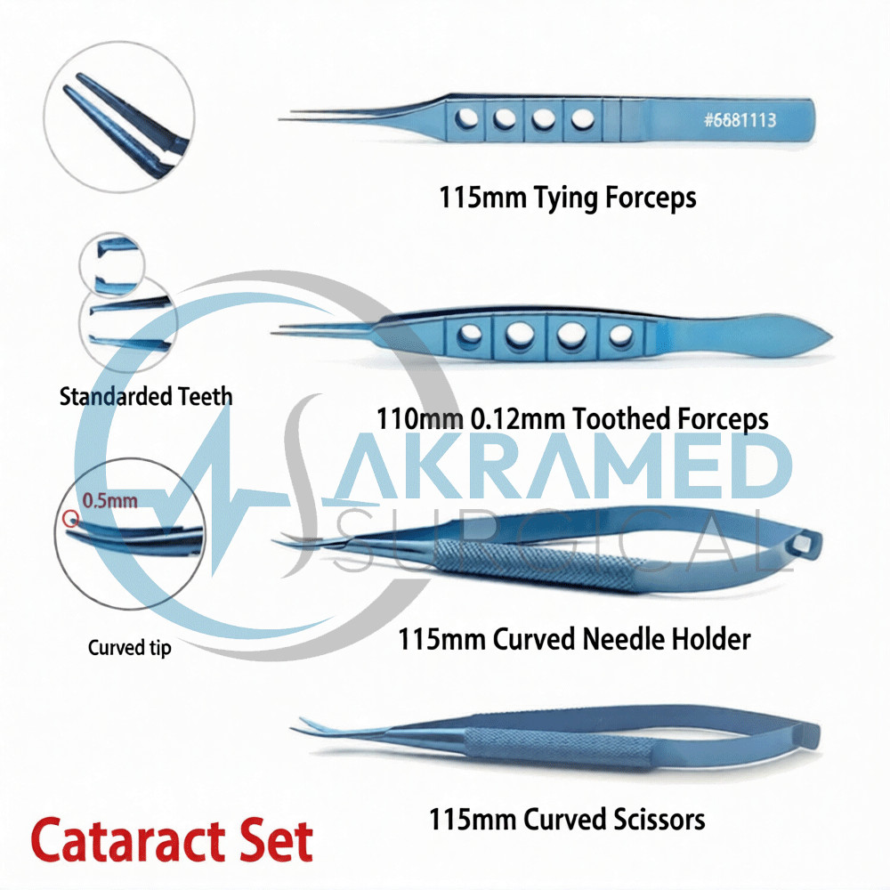 Titanium Eye Cataract kit Ophthalmic Surgery Set With Sterilizing Case 21 Pieces