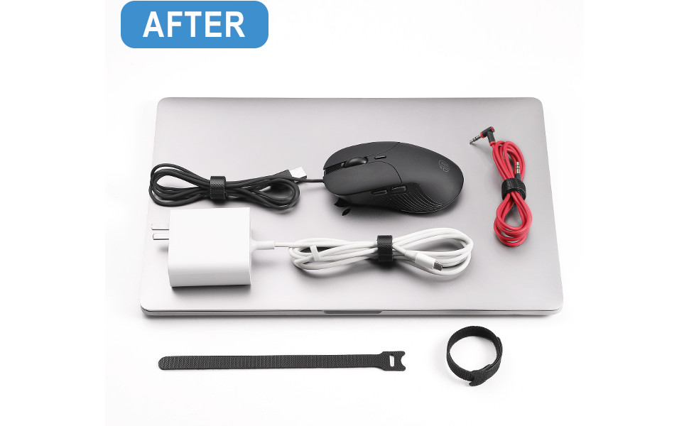 8 Inches Reusable Cable Ties | Adjustable Cord Wraps, Cable Straps | Hook & Loop