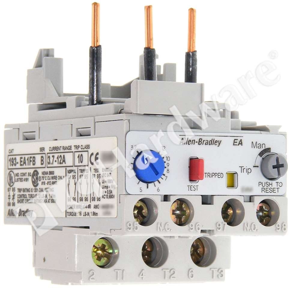 Open Pre-owned Allen Bradley 193-EA1FB Ser B Solid State Overload Relay 3.7-12A
