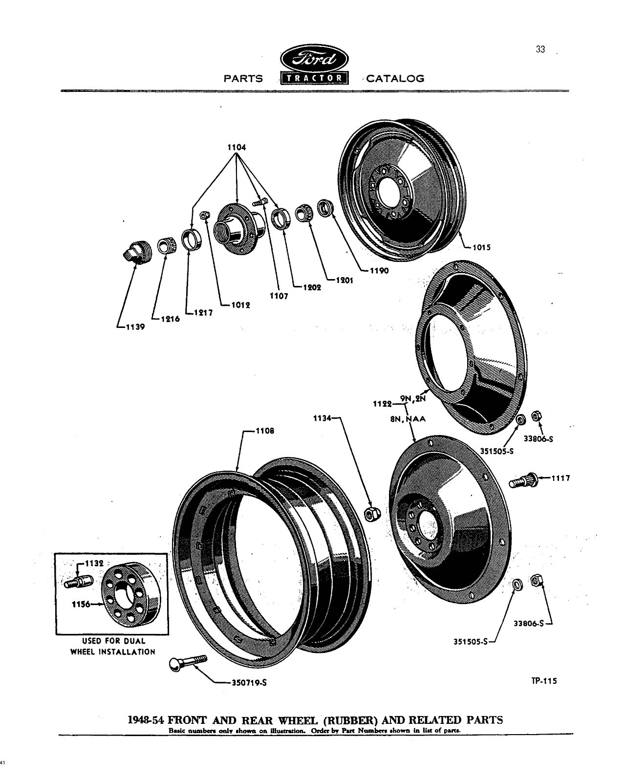 1939-1952 N TRACTOR PARTS MANUAL FORD 9N 2N 8N CATALOG EXPLODED VIEW