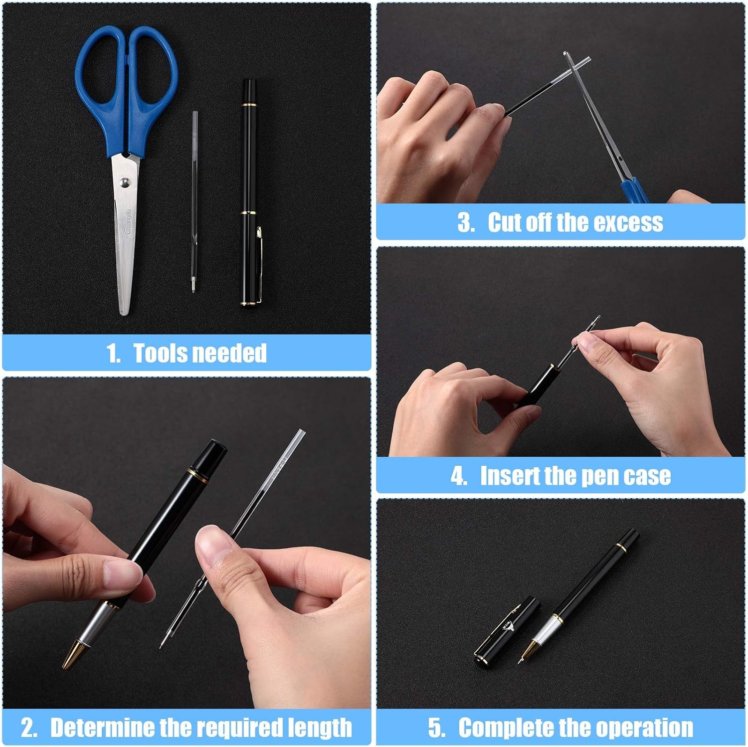 60 Pieces 0.7 mm Retractable Pen Refills Replacement Ballpoint Blue