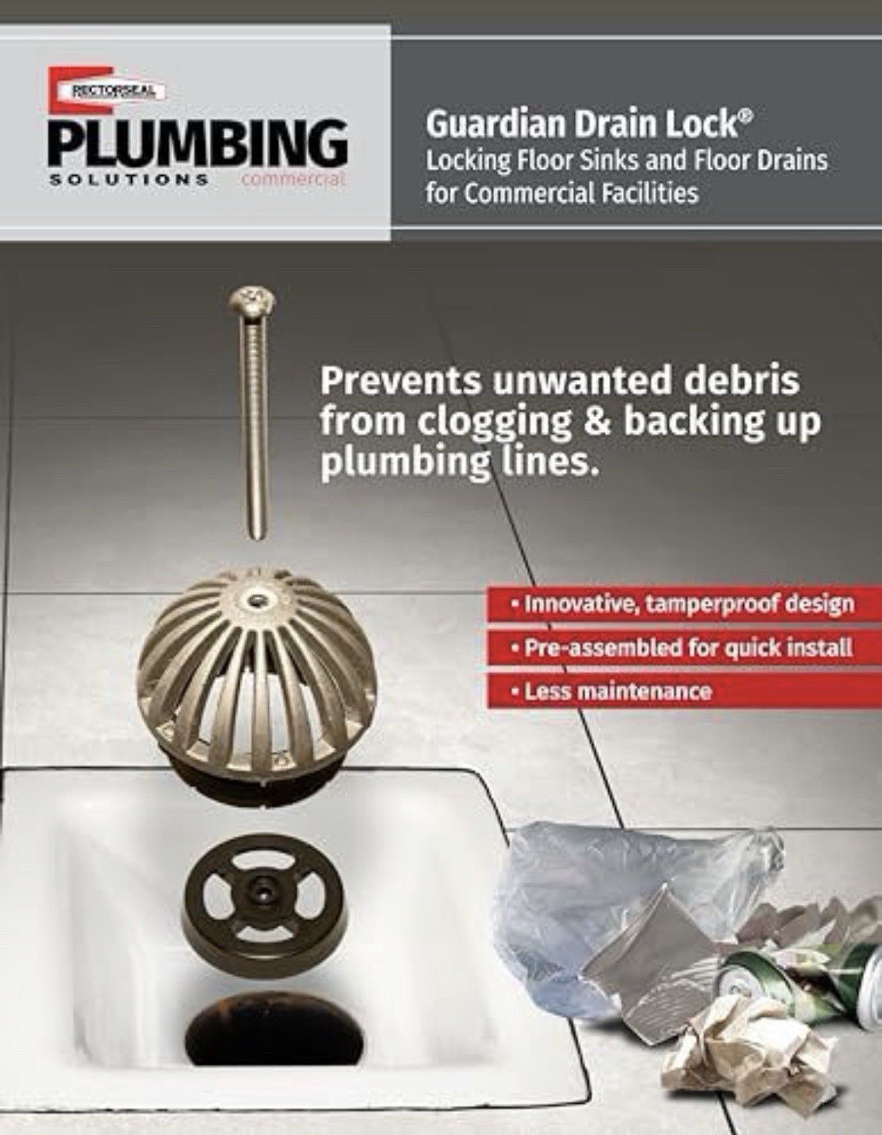 Guardian GDL-DOME-2000 2 Dome-D-Lock Drain Lock for Floor Sinks